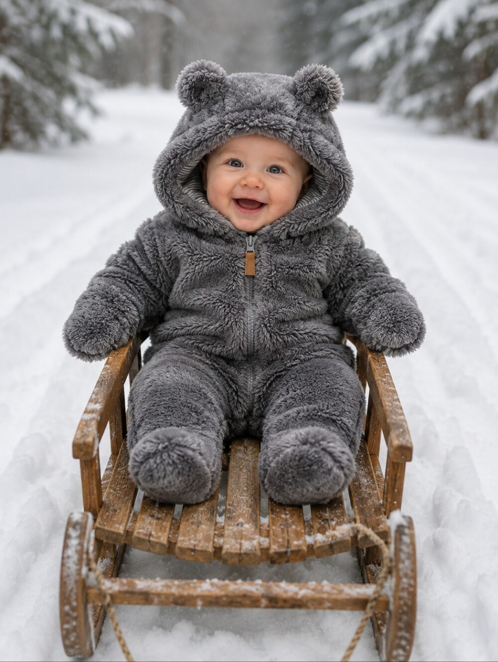 Carter's Fleece Snowsuit Infant Boy 3 Months Grey  Outdoor NWT Zip Close Teddy